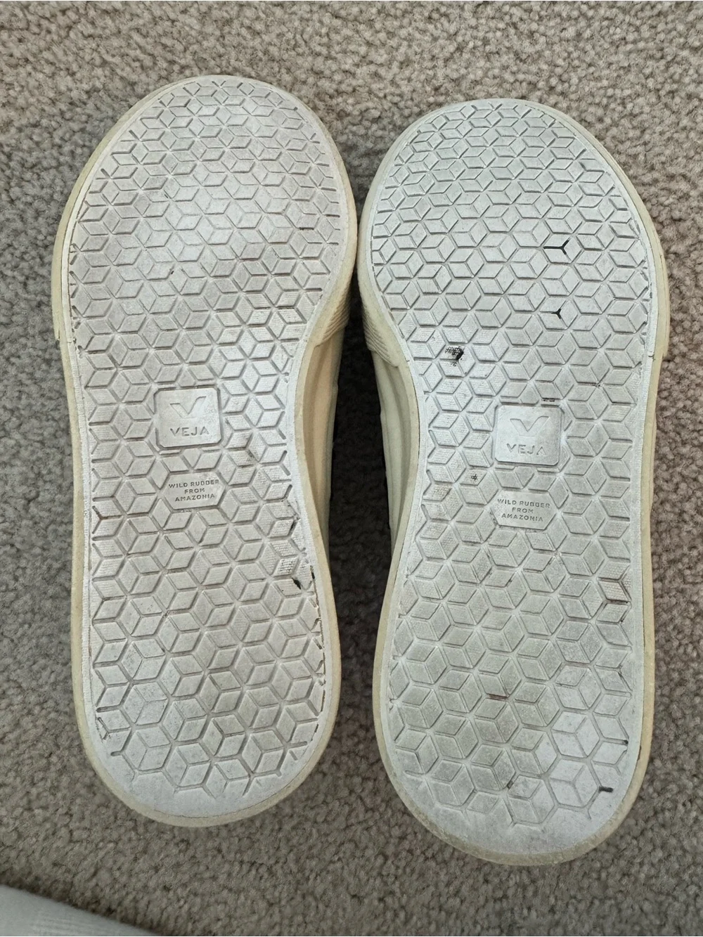 Veja Women’s White Sneakers with Black V Logo and Cream Sole